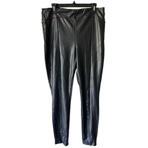 Express Black Faux Leather Trousers with Leg Slits